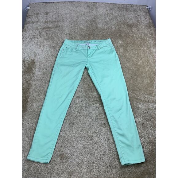 CP Jeans Juniors’ Ankle Skinny Jeans Size 3 Mint Leaf Green Low Rise Stretch 872 - Picture 1 of 11